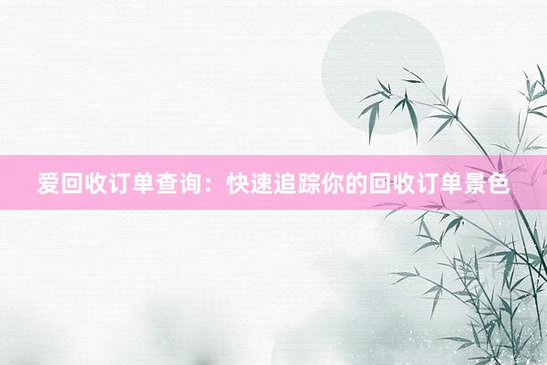爱回收订单查询：快速追踪你的回收订单景色