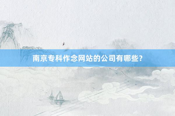 南京专科作念网站的公司有哪些？